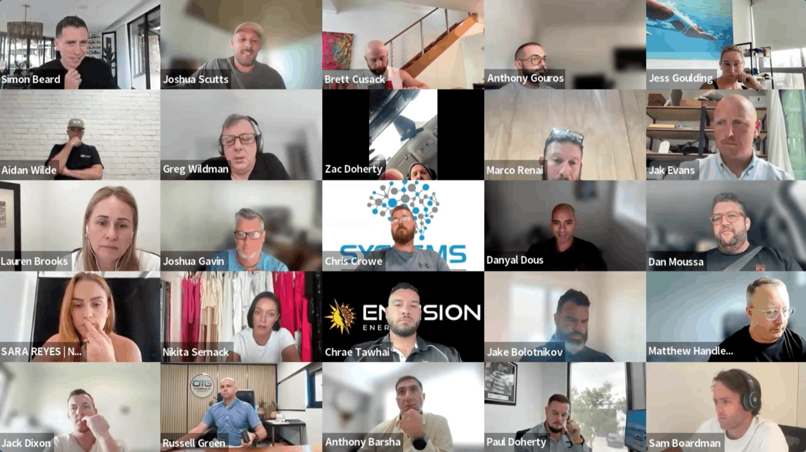 The weekly AI call: a full Zoom grid of members live on camera